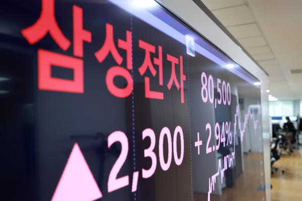 A monitor shows Samsung Electronics