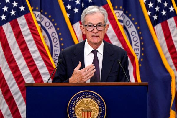 US Federal Reserve Chair Jerome Powell speaks during a press conference, following the issuance of the Federal Open Market Committee