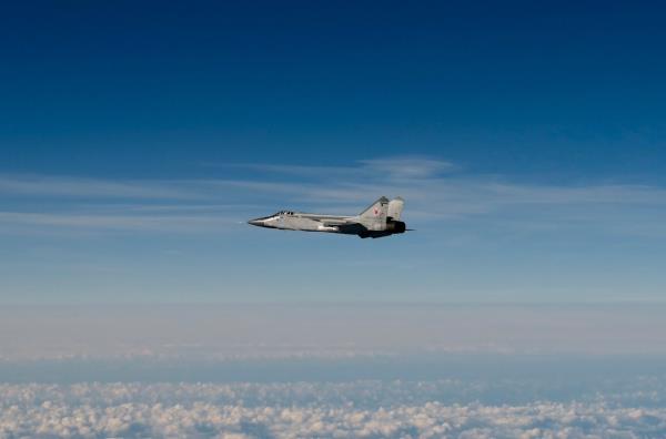This image released by the Swedish Air Force shows a Russian MIG-31 fighter jet flying above the Baltic sea after violating Estonian air space on Friday. (AFP-Yonhap)